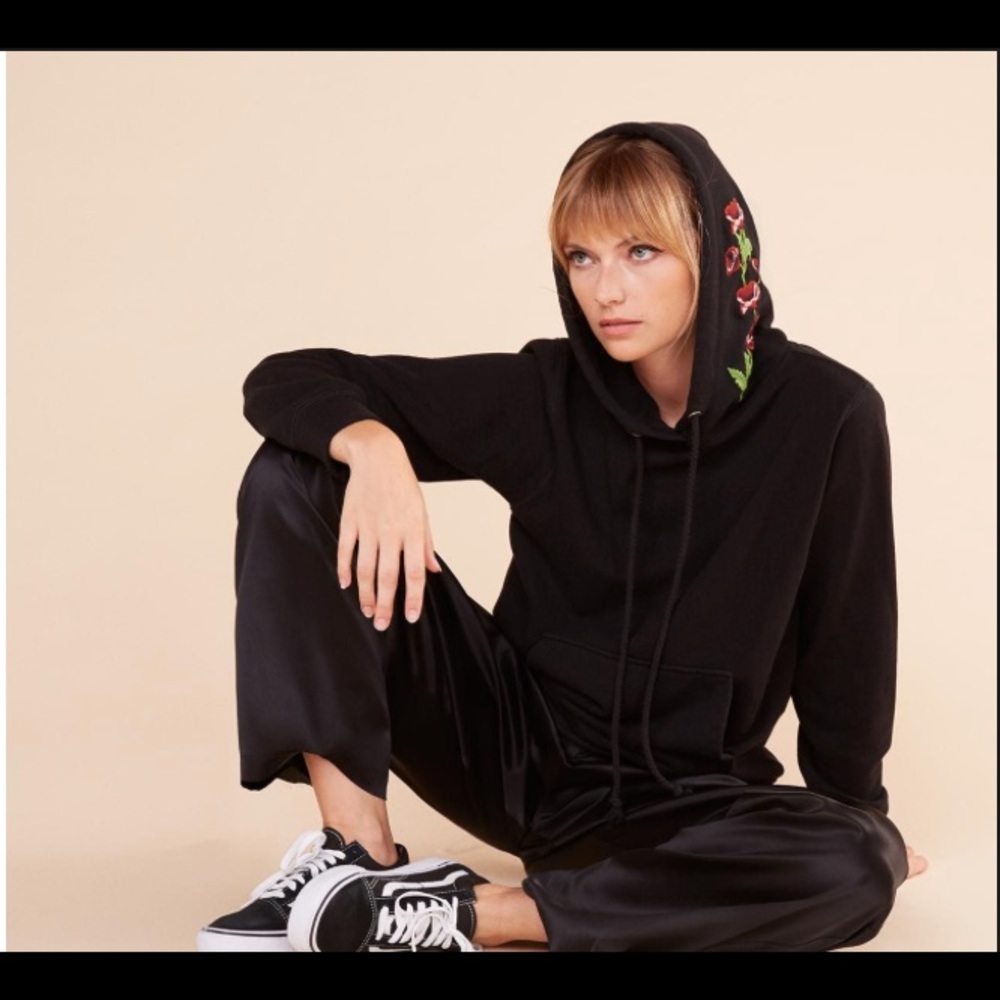 Reformation Ingrid Sweatshirt Black Rose Xsmall